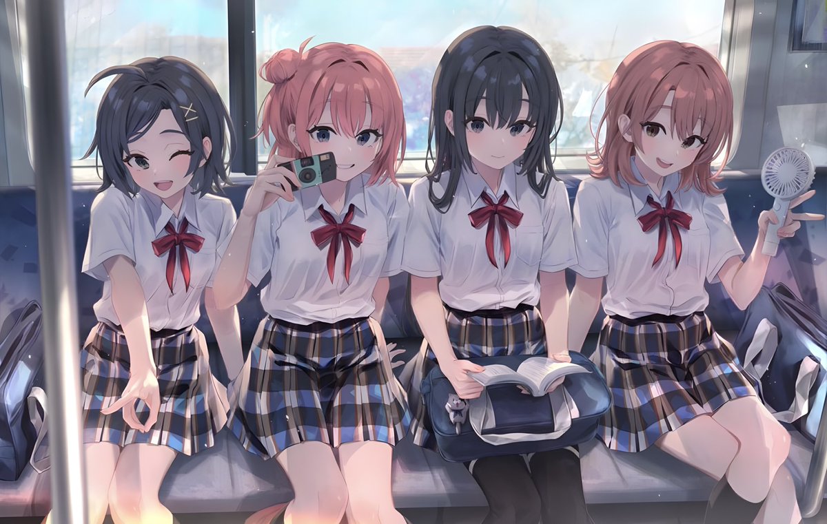 chihouota's tweet photo. 1年越しの話の続きなのか？海岸線を歩いた後の電車なのか？はたまた電車移動した後に海岸線を歩いているのか？なんにしろ素晴らしいイラストです👍
#俺ガイル #雪ノ���雪乃 #由比ヶ浜結衣 #一色いろは #比企谷小町 #ぽんかん #vividcolor #oregairu https://t.co/llijtbpJN4