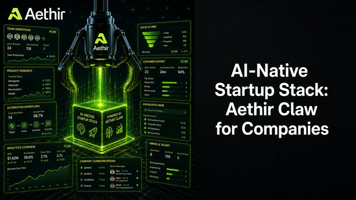 AethirCloud's tweet photo. AI-native startups do not hire massive teams, they deploy agents.

Aethir Claw gives them the multi-agent infrastructure to do it.

- No CapEx
-N o egress fees
-N o hyperscaler lock-in

Deploy your AI agent workforce on Aethir’s decentralized AI agent infrastructure stack today.

Full blog below👇