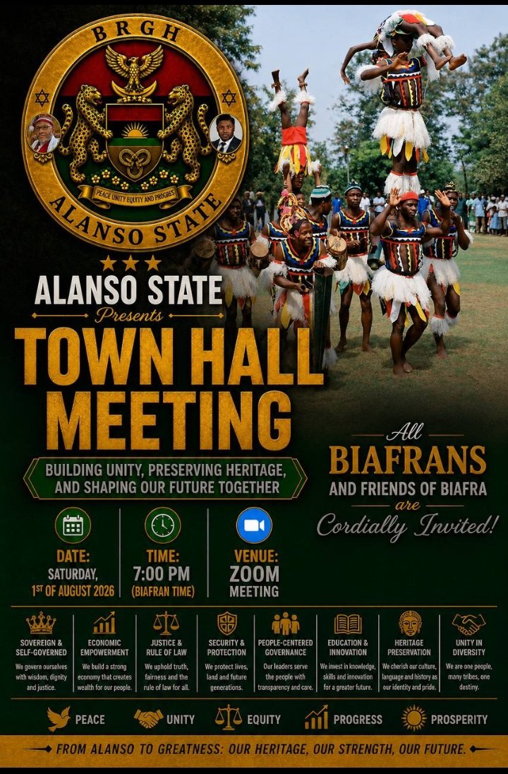BRGH_Official's tweet photo. BRGH is inviting you to a scheduled Zoom meeting.
WEBSITE: https://t.co/TUaePB51o5
https://t.co/0Q0HUwI5T0
Topic:ALANSO STATE TOWNHALL 
Time: Aug. 1st,  2026  07:00 to 9:00 PM, BT

Join Zoom Meeting
https://t.co/HlWtKeENhQ?…

Meeting ID: 868 6375 7390
Passcode: 117847 https://t.co/GzHMNtVh6r