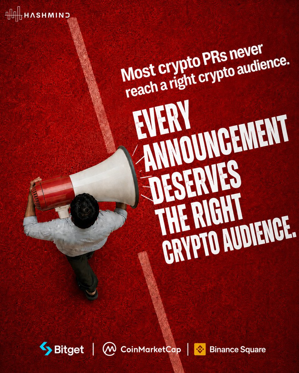 TheHashMind's tweet photo. Most crypto PRs never reach the right audience.

Not because the news isn't valuable.

Because the people who matter never see it.

Bitget · CoinMarketCap · Binance Square

Every announcement deserves the right crypto audience.

#CryptoPR #Web3 #CryptoMarketing https://t.co/z8LogBRoGP