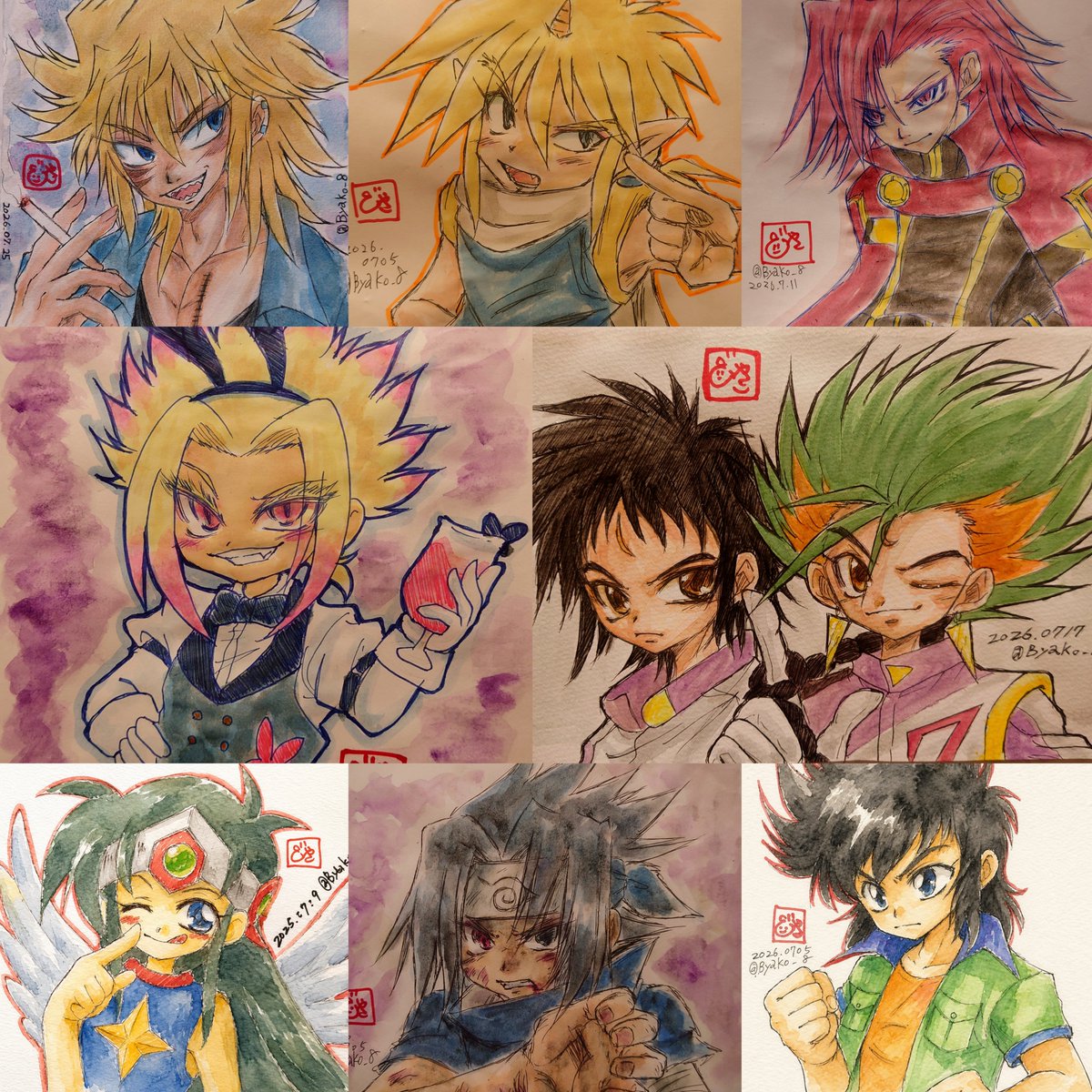 Byako_8's tweet photo. #今月描いた絵を晒そう 
6月と7月のまとめ https://t.co/pbhynNtxPg