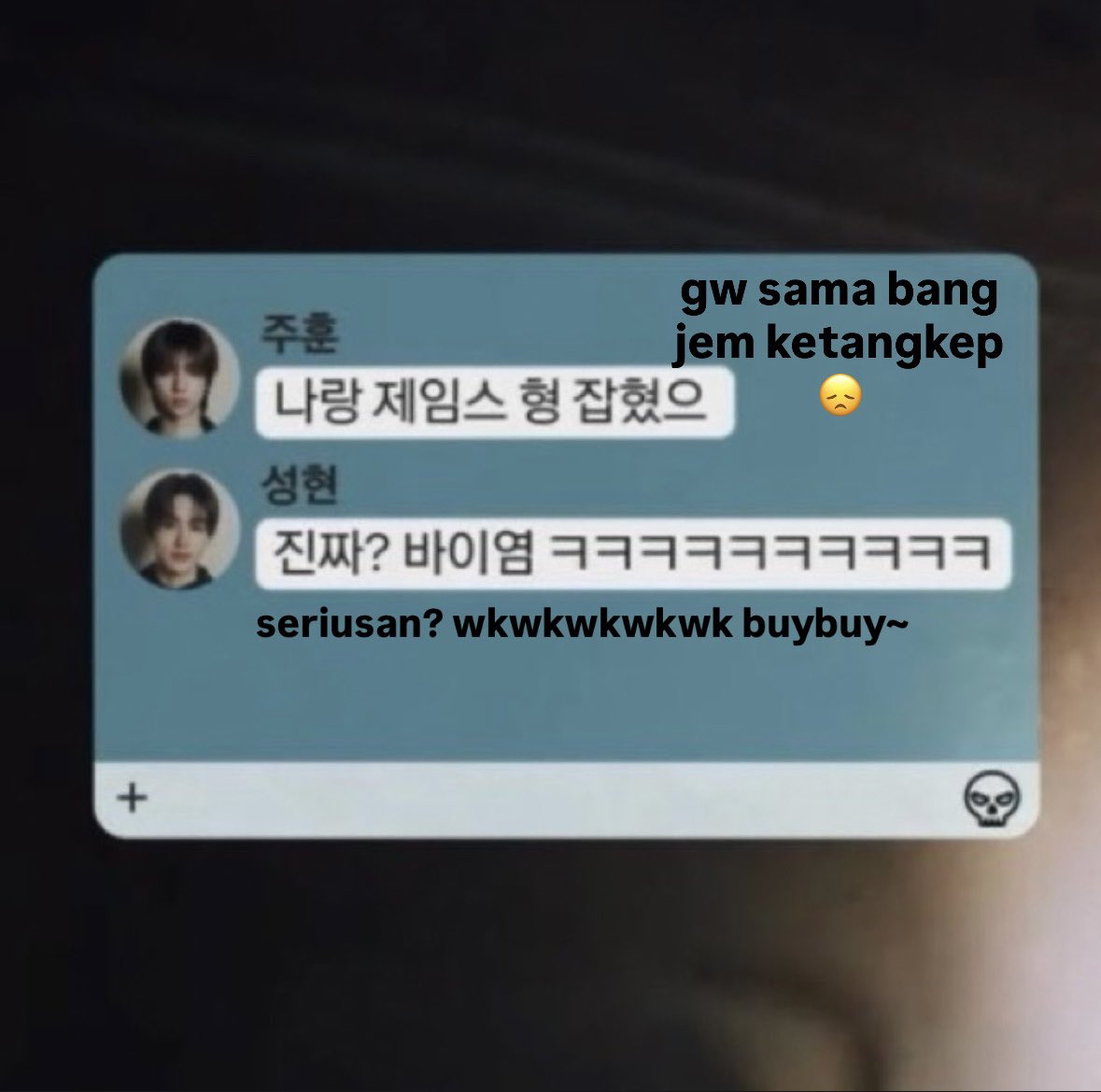 seonssean's tweet photo. seonghyeon lagi di situasi mencekam aja ga pernah ketinggalan dengan ㅋㅋㅋㅋㅋㅋㅋㅋ nya  😭😭😭 https://t.co/DJYE96OGxu