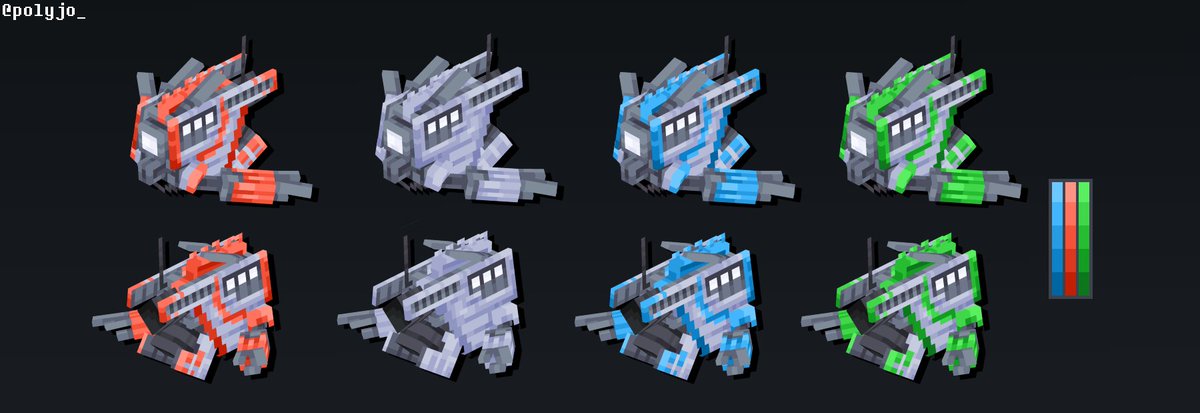 polyjo_'s tweet photo. One of my Best Models to Date: The BB-Worky is Finally Finished.

Blue is Alpha, Red is Beta, Green is Gamma, and the non-decal Drone is just a Base Model.

I am a loving father to 4 robots. #Blockbench #PixelArt #Animation #3D #Robots #Artist #GameDev 

https://t.co/DVsLuzoHG4 https://t.co/DqKgA57Dds