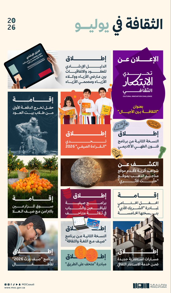 MOCSaudi's tweet photo. الثقافة في يوليو؛ فصولٌ متجددة من الحكايات الثقافية.

#وزارة_الثقافة