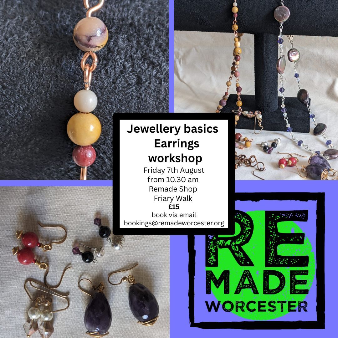 RemadeWorcs's tweet photo. ✨ Learn to make your own earrings!

Join our beginner-friendly jewellery workshop at ReMade Worcester.

📅 7 Aug 2026
⏰ 10:30–12:30
💷 £15

Learn basic wire &amp; beading techniques and take home your handmade earrings.

#RemadeWorcester #WorcesterBID #VisitWorcester #LoveWorcester https://t.co/CRTBv87w3J