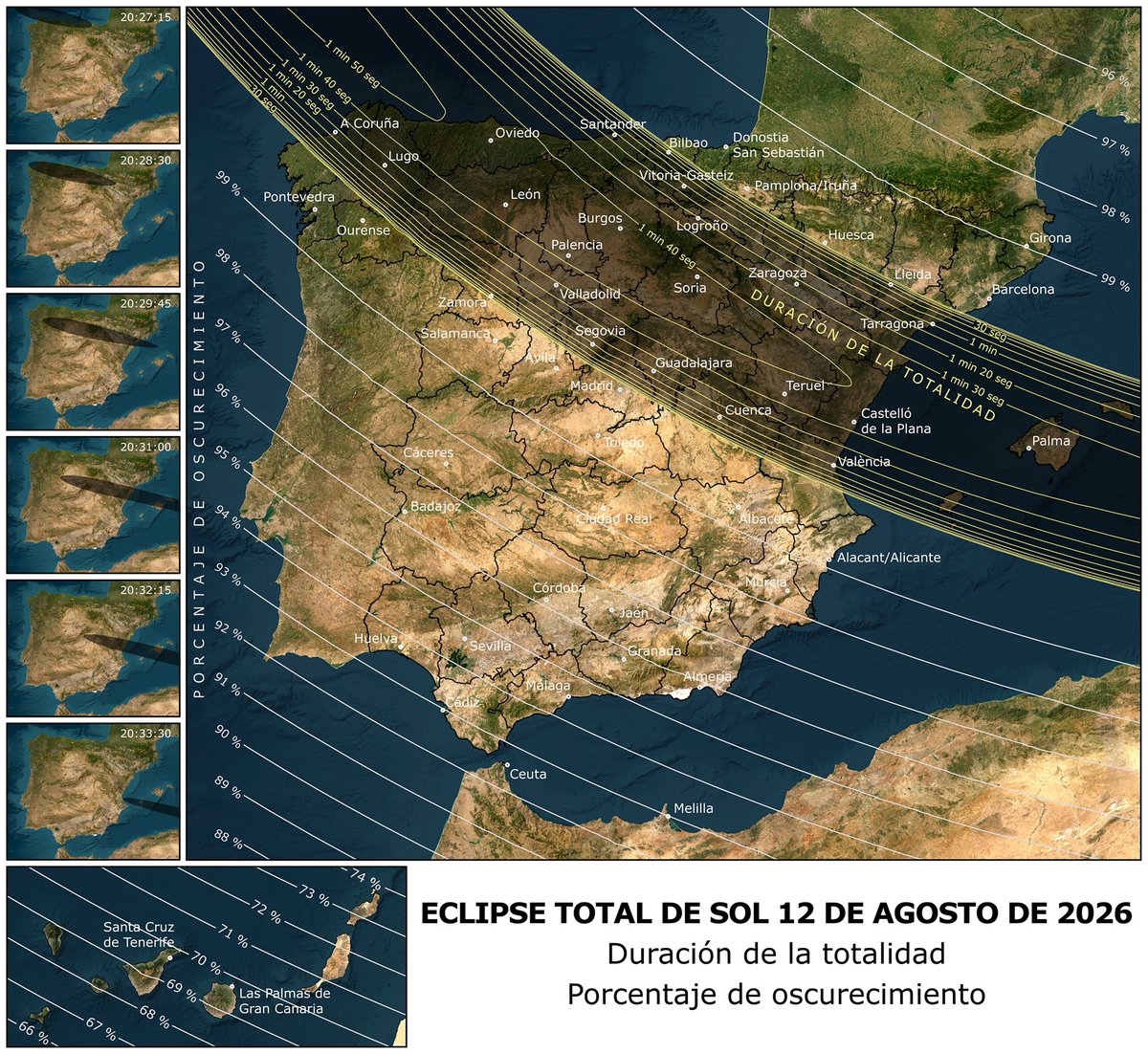 IGN_RObsMadrid's tweet photo. ¡Quedan 10 días para el eclipse!! 

¿Sabías que en la franja de totalidad viven más de 14 millones de personas, y que 10 millones de ellas disfrutarán de más de un minuto de totalidad (sin contar los visitantes)? Prepárate para el eclipse. Piensa desde dónde lo vas a ver. https://t.co/ENPyHqTl3J