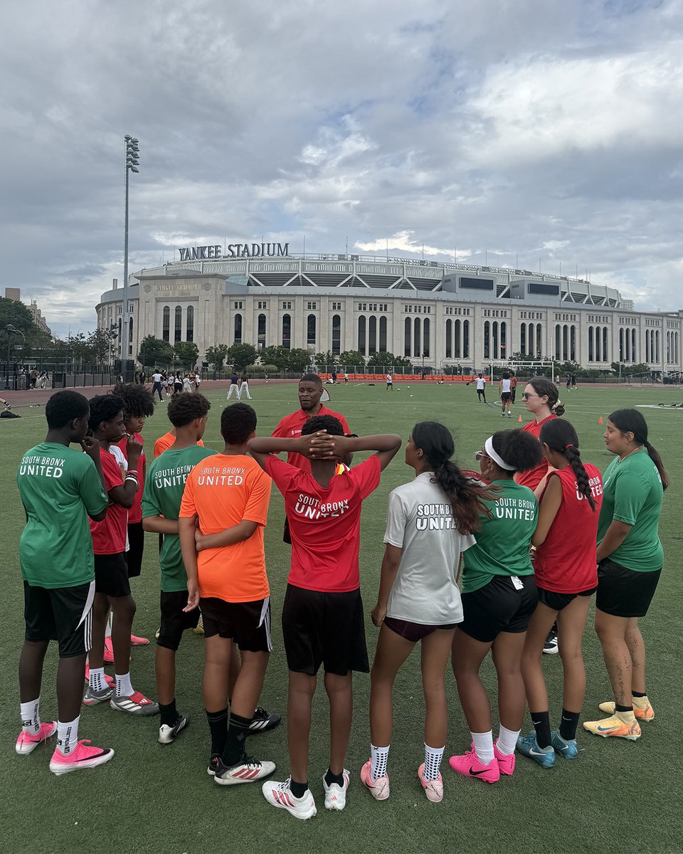 LFC's tweet photo. The @LFCFoundation met young people taking part in two of its employability programmes in New York City this week, seeing first-hand how football and sport are helping to build confidence, develop skills and open up future career opportunities 🙌
