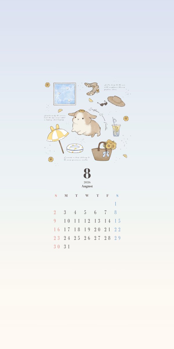 mano_t_1221's tweet photo. 𝒜𝓊𝑔𝓊𝓈𝓉 𝒞𝒶𝓁ℯ𝓃𝒹𝒶𝓇
.
.
8月のカレンダー＆壁紙を配布します🌻♡
よかったら保存してお使いください◎
(※個人利用の範囲でお楽しみください)
.
.
#カレンダー配布 #壁紙 https://t.co/VF3qupxsIr