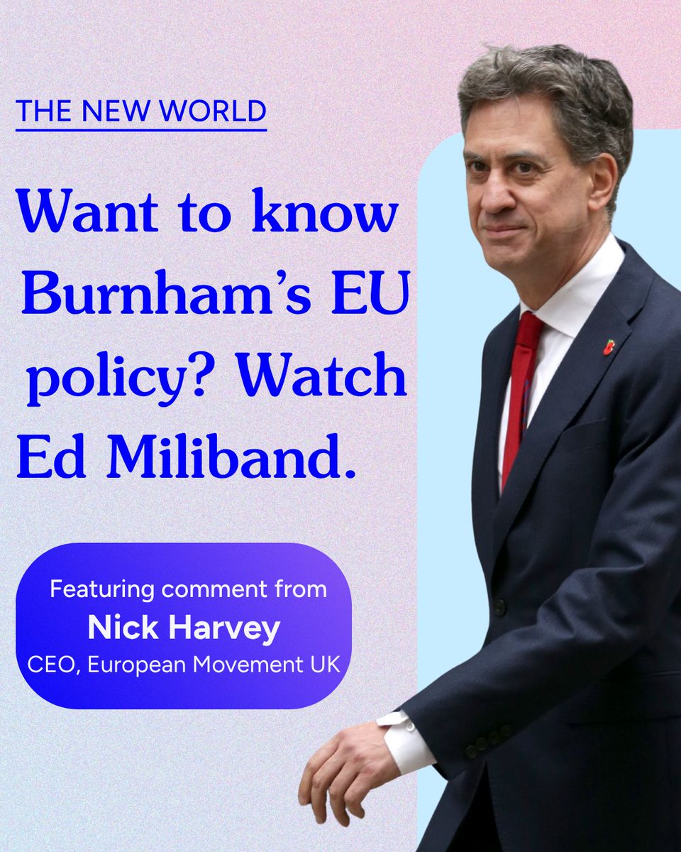 euromove's tweet photo. Ed Miliband seems to be emerging as the minister to watch on Europe.

Our CEO Nick Harvey spoke to The New World about the government’s unanswered questions and why Europe must become a priority before other pressures push it down the agenda.

Read the article: https://t.co/VQaNKdCVvp