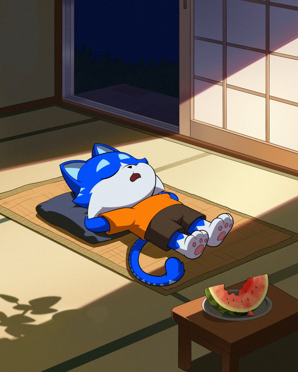 Toshi's tweet photo. Nothing like a catnap. https://t.co/OrB7kIH7ab