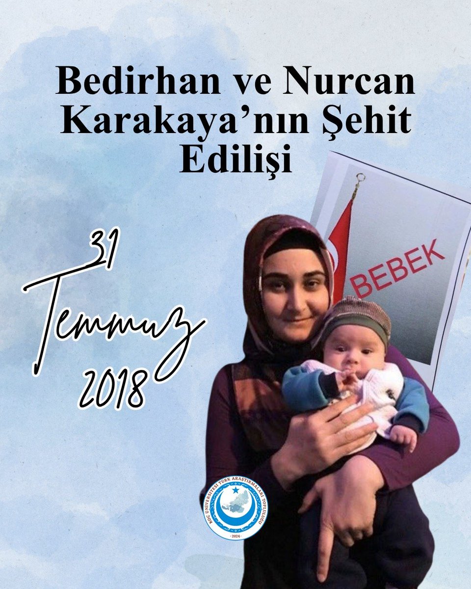 kutat2024's tweet photo. 31 Temmuz 2018 | Bedirhan ve Nurcan Karakaya'nın şehit edilişi

Nurcan Karakaya, 11 Ağustos 1993 tarihinde Sivas'ın Şarkışla ilçesine bağlı Demirköprü köyünde doğdu. İlkokulu Yüreğir İlkokulunda tamamladı, babasının vefatının ardından ailesiyle birlikte Şarkışla'ya taşınarak eğitimini Cumhuriyet İlköğretim Okulunda sürdürdü. Çalışkan ve azimli kişiliğiyle aşçılık ile dikiş-nakış kurslarına katıldı. 24 Temmuz 2016'da Serkan Karakaya ile evlendi. Bu evlilikten, 17 Ekim 2017 tarihinde Mustafa Bedirhan adını verdikleri oğulları dünyaya geldi.

Eşinin görev yeri Hakkâri'nin Yüksekova ilçesine tayin edilmesinin ardından, Nurcan Karakaya 31 Temmuz 2018'de 10 ayl��k oğlu Mustafa Bedirhan ile birlikte eşini ziyaret etmek için bulunduğu bölgeden dönüş yolundayken, Büyükçiftlik beldesi yakınlarında yola önceden döşenen el yapımı patlayıcının infilak etmesi sonucu PKK tarafından gerçekleştirilen terör saldırısında şehit oldular.

Nurcan Karakaya ve oğlu Mustafa Bedirhan Karakaya'nın cenazeleri memleketleri Şarkışla'da düzenlenen törenin ardından Garnizon Şehitliği'ne defnedildi. 

Anne ve evladının acı kaybı, milletimizin hafızasında derin bir iz bıraktı. Kendilerini rahmet ve saygıyla anıyor, ruhlarının şad olmasını diliyoruz. Şehitlerimizin mekanları cennet olsun.