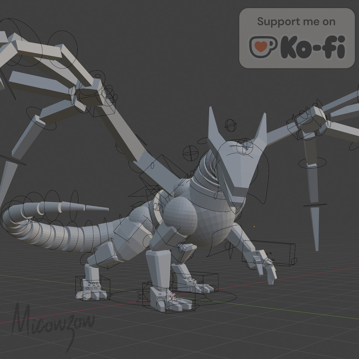 Micowzow01's tweet photo. If you've been looking for a basic dragon rig to help with posing or animation planning, try out this proxy/box model dragon rig I've been using on the side for some of my stuff. Available on my page for anyone to check out if they want https://t.co/RtUP8bOEv8