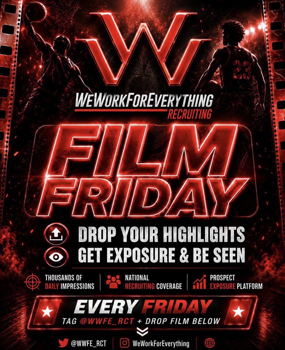 WWFE_RCT's tweet photo. WeWorkforEverything RCT Film Friday 🔥

Drop your Basketball Highlights 🎥⬇️

Name, Class, Height, Contact Info 📈

REPOST FOR MORE EXPOSURE‼️

Coaches that follow me can see your film!

#Basketball #Hoops #WWFERCT #Prephoops https://t.co/zcHSCJem1m
