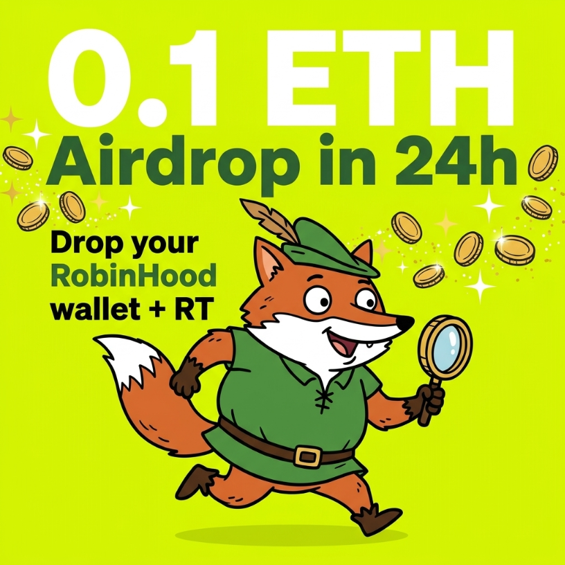 RobinFox_'s tweet photo. 🎁 0.1 $ETH Giveaway 🎁 ($190) 

🦊 Follow @FoxyHoodX w/🔔 
🦊 Like + RT pinned post📌
🦊 Drop your wallet + RT ♻️  

Will pick winner in 16 hours 📸 
$ROBFOX #Robinhood https://t.co/xflWIW2Vb1