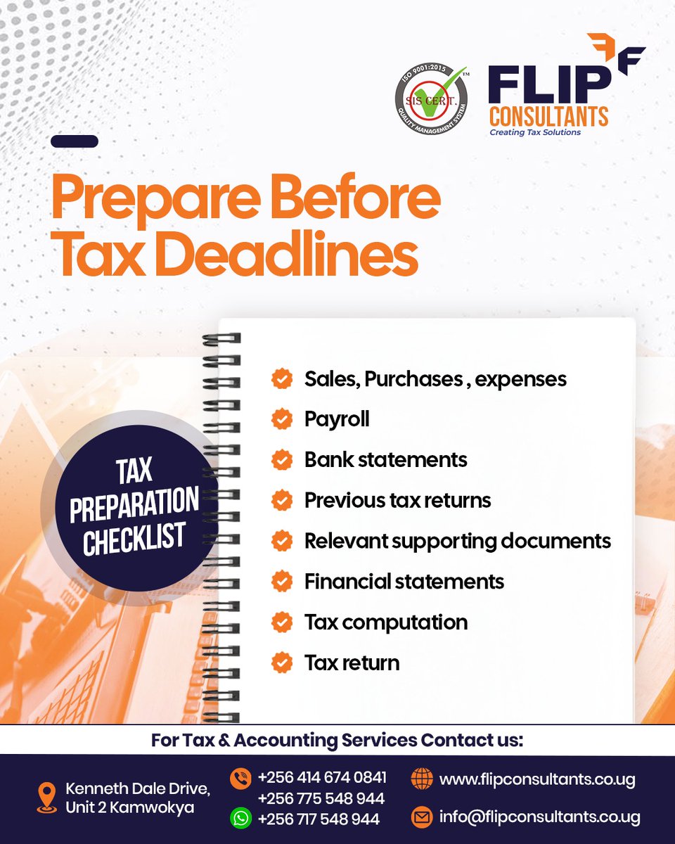 FlipConsultantL's tweet photo. Preparation is the key to stress-free tax filing. 
At Flip Consultants, we're committed to providing accurate, timely, and reliable tax and accounting solutions tailored to your business.

#PrepareEarly #TaxDeadlines #FlipConsultants #TaxSolutions #AccountingExperts #BusinessSupp https://t.co/ylsGC2qdrE