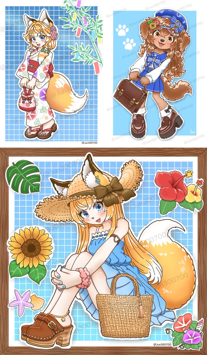 Jun300700's tweet photo. #今月描いた絵を晒そう
7月はこの３枚です https://t.co/rqDPKSb3x4