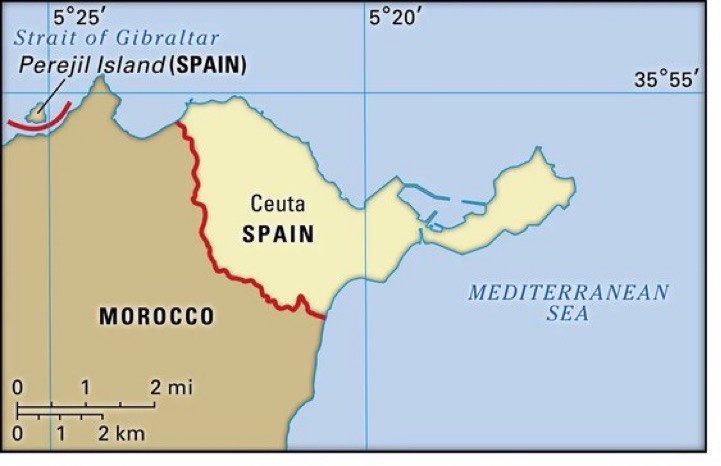 Partisangirl's tweet photo. Moroccans storming Spain is NOT about immigration to Europe, it’s about control over a strategic piece of land in Africa.

The Moroccans didn’t swim all the way to the Spanish mainland, they crossed over land and sea to Cueta, which controls straight of Gibraltar from the hands of Spain, lest it close up like the Hormuz.

This is Israel punishing Spain, and Morocco is controlled by Israel.