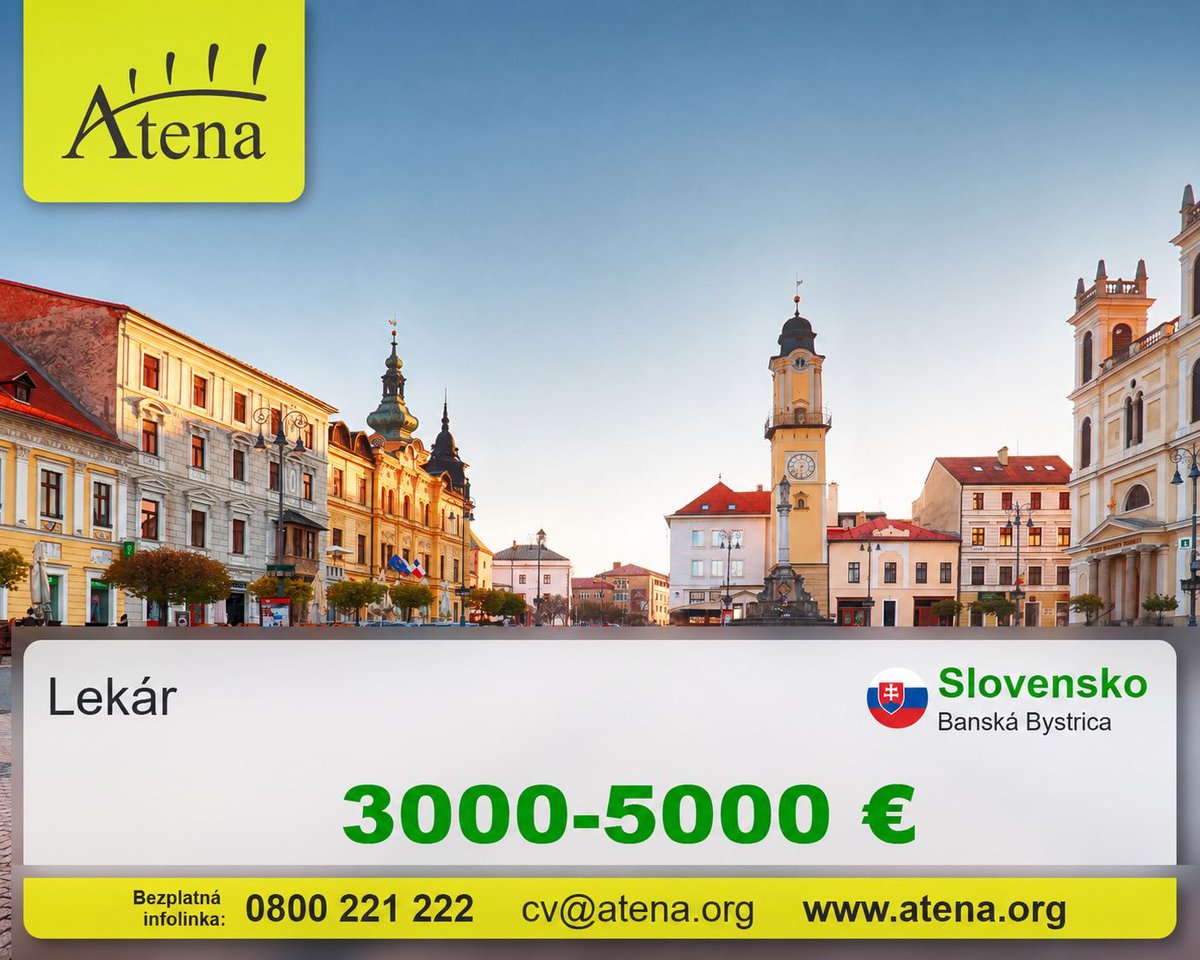 agenturaATENA's tweet photo. 🩺 Lekár so špecializáciou v chirurgii – Banská Bystrica
💶 Mzda: 3 000 – 5 000 € / mesiac (brutto)
📍 Banská Bystrica, Slovensko
📄 Trvalý pracovný pomer
📩 Pošlite životopis na cv@atena.org
📞 0800 221 222
#Praca #Lekar #Chirurgia #BanskaBystrica #ATENA #Zdravotnictvo https://t.co/HxpmWoWt3s