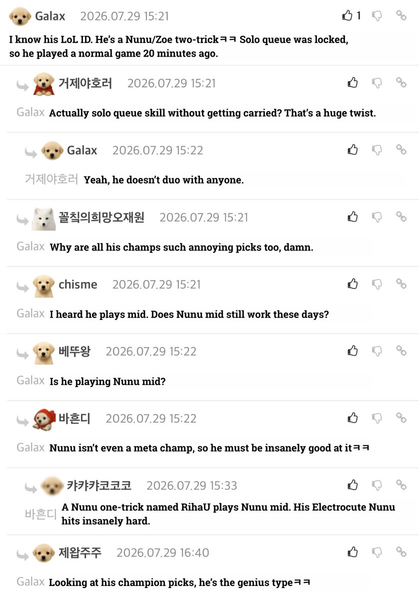 TaeVear50's tweet photo. According to some Korean guys, Taehyung played 184 ranked LoL games this season and reached Master, mainly playing Nunu and Zoe.

Based on his match history, he started grinding after returning to Korea from the tour. Even more impressively, he climbed to Master through solo queue without getting carried by anyone.