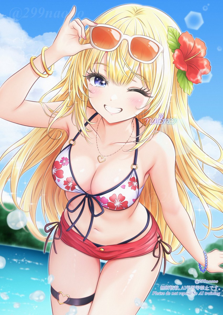 299naono's tweet photo. ８月のお花はハイビスカスです🌺
＃創作　＃イラスト https://t.co/97NXfv4tS6