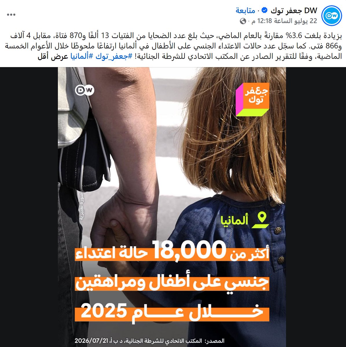 Dr_EyadQun's tweet photo. برنامج جعفر توك الذي ينتقد الشريعة الإسلامية ويريد المسلمين أن يعتنقوا المبادئ الغربية ولمسلمي ألمانيا أن ينصهروا في نمط حياتها، ينشر عن تزايد حالات الاعتداء على الاطفال والمراهقين في ألمانيا.
حالهم كحال من تنبعث منه رائحة الـ..... وهو مع ذلك يسير في الشوارع قائلاً للناس: "أنتم وسخون، تعالوا أنظفكم"!