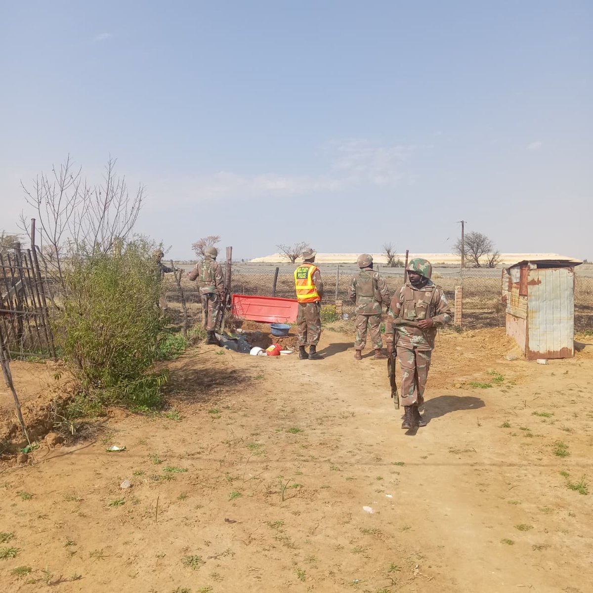 SAPoliceService's tweet photo. #sapsFS [OPERATION PROSPER CONTINUES TO STAMP THE AUTHORITY OF STATE IN THE FREE STATE PROVINCE] Joint #OperationProsper conducted by the #SAPS, #SANDF and private security, continues to make its mark in the Lejweleputswa District through daily ops with the recent arrest of 4 male suspects. 

The weekly successes reported between 27 and 31 July 2026, indicate several arrests executed by the team. Two individuals were arrested for contravention of the Immigration Act, one for possession of dagga, and one arrest was made for possession of Gold Bearing Material (GBM).

The coordinated actions will continue to target identified hotspots and ensure that #IllegalMining activities and networks are dismantled. #PartnershipPolicing #PoliceVisibility #SaferCommunities ME
https://t.co/si9NQWlF57