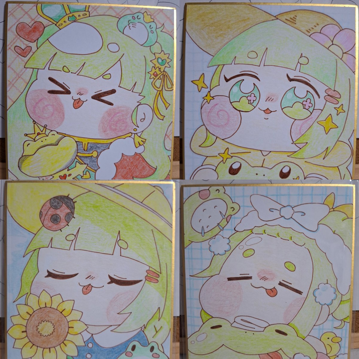 今月描いた絵を晒そう お気に入り達を…色紙をたくさん書きました🍀