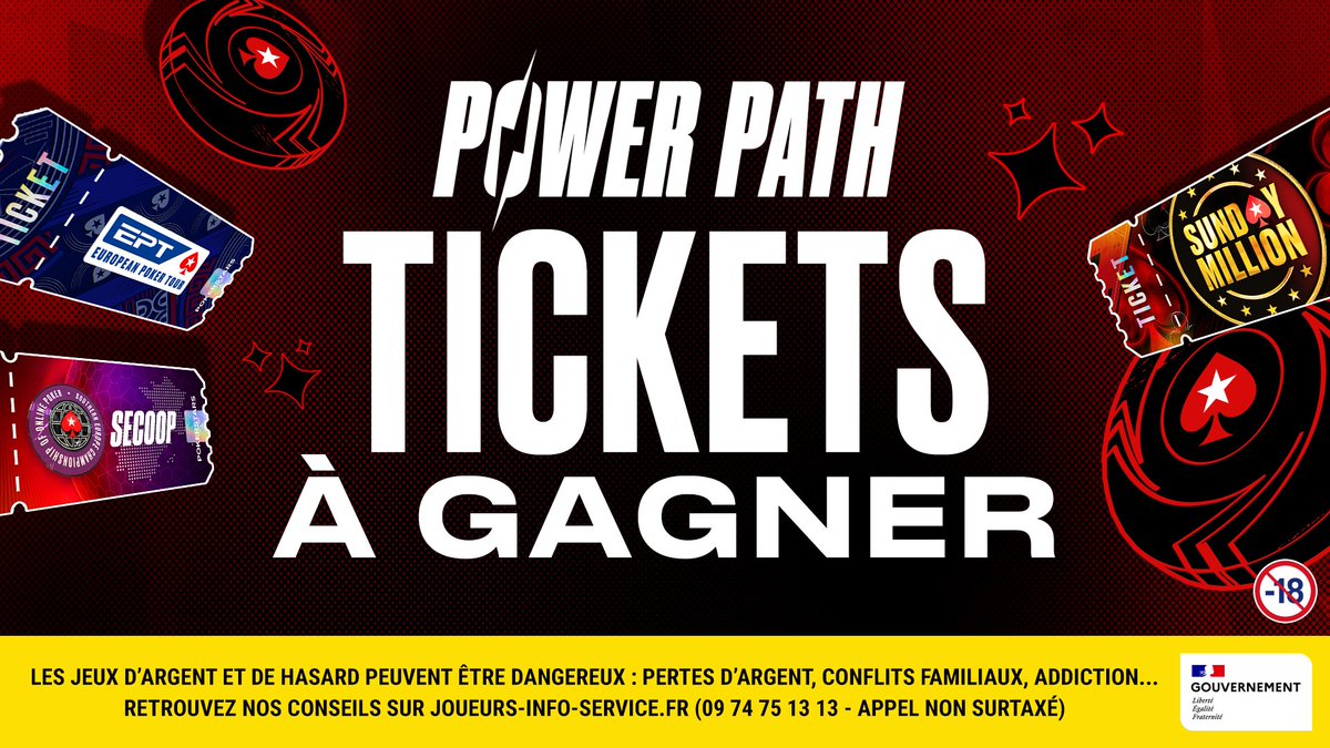 PokerStarsFR's tweet photo. 🚨 15 tickets. À vous de jouer !

🎟️ Tentez de remporter l'un des 15 tickets #Step3 #PowerPath à 10 €.

💬 Votre [StarsID] + #secondbar 👇

⏰ Fin du concours : le 1 août à 23h59.

🔗 Règlement : https://t.co/jrNhYQelnd

🏆 Résultats des tirages ➡️https://t.co/CkCqLVgQkW https://t.co/wisybxWtth