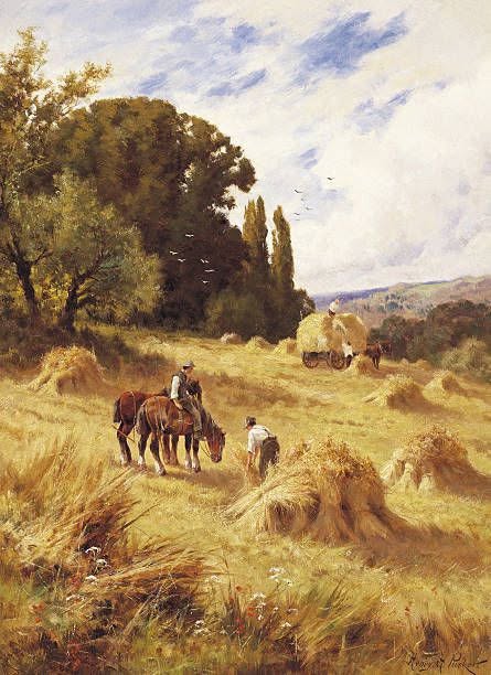 annie151092's tweet photo. Harvest Time Near Littlehampton, Sussex, England Artist Henry H. Parker (1858-1930) #paintings #art https://t.co/zQvQXq3tED