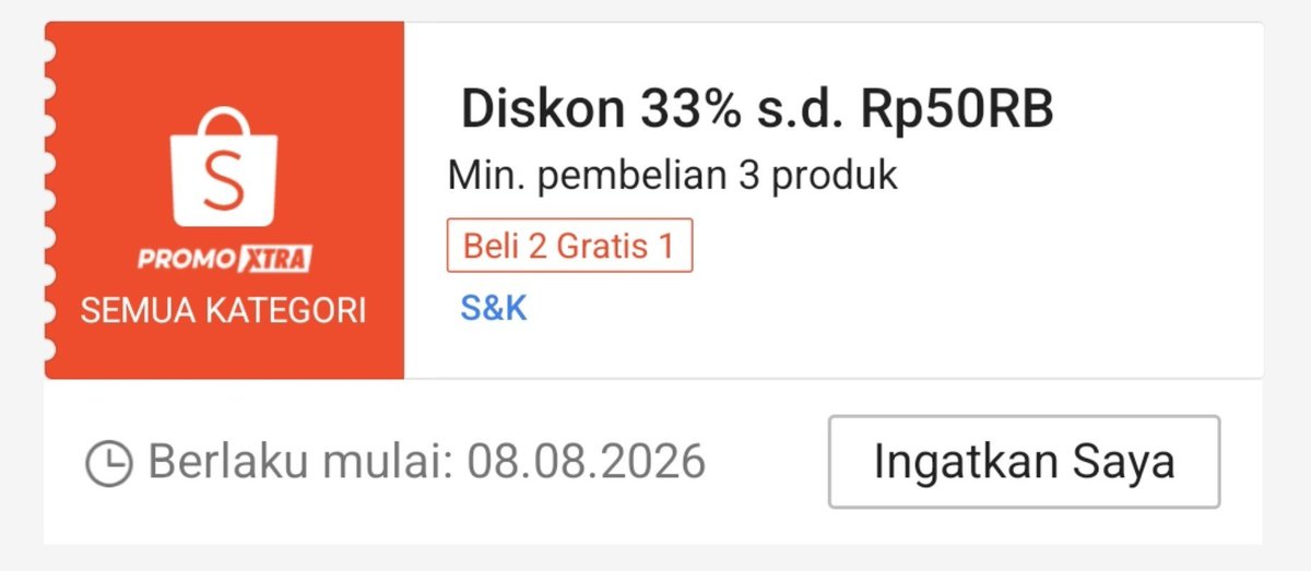 RacunBelanja's tweet photo. Akhirnya ada lagi diskon 33% buat semua kategori 😍
Tapi masih lama, buat 8.8 jam 00:00 https://t.co/Sie9efCB4c