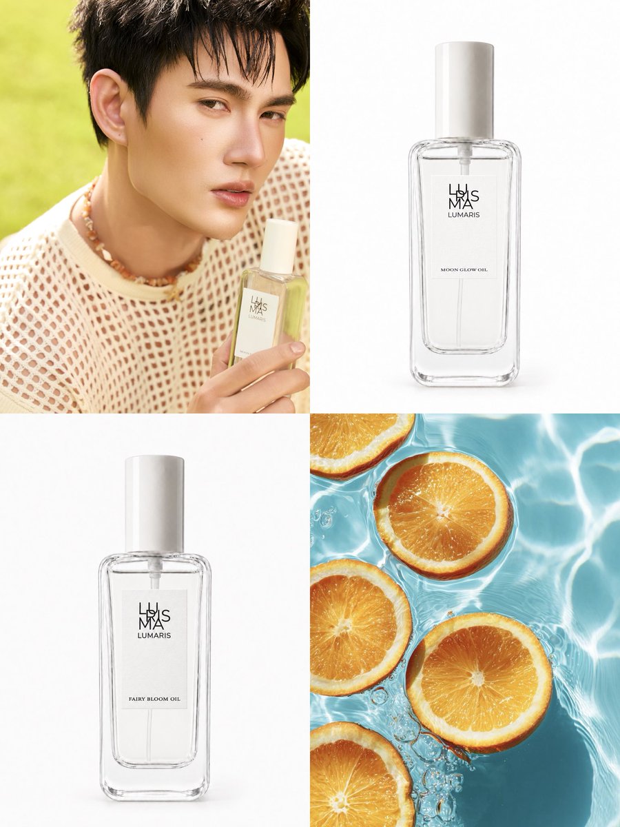 LuMaRisThailand's tweet photo. Sunshine in Every Drop ☀️🍊

สัมผัสความสดชื่นตั้งแต่หยดแรก พร้อมกลิ่นหอมที่ค่อย ๆ โอบล้อมผิวอย่างเป็นธรรมชาติ เติมความชุ่มชื้นและประกายโกลว์ ให้ทุกวันของคุณพิเศษกว่าที่เคย

LUMARIS Oil Collection

✨ Fairy Bloom Oil
A delicate floral fragrance with a touch of sweetness.

Top Notes
Bergamot • Blackcurrant • Lychee • Honey

Middle Notes
Ginger • Jasmine • Rose • White Cedarwood • Peach

Base Notes
Sandalwood • Patchouli • Warm Sand • Benzoin • Musk • Raspberry • Toffee

✨ Moon Glow Oil
A luminous fruity scent with a soft gourmand finish.

Top Notes
Fruity Accord • White Peach • Pear Nectar

Middle Notes
Jasmine • Gourmand Accord • Wild Raspberries

Base Notes
Moss • Dry Amber • Candy Sugar

✨ Hydrate Glow Leave a lasting impression

#Lumaris #LumarisTH
#LuminousOil #PavelxLumaris 
#pavelphoom #BabeCats