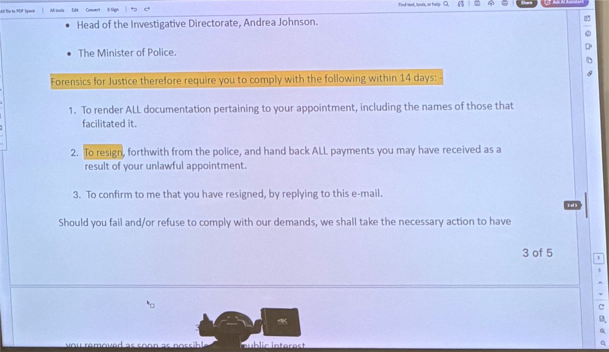 KayaNews's tweet photo. An email presented by Raphesu to the  Commission shows that on 5 January 2025, Paul O’Sullivan sent an email to former IDAC head Andrea Johnson,  General Sibiya and Police Minister Senzo Mchunu.

According to the email, O’Sullivan attached several documents, including personal information relating to Dineo Mokwele.

#KayaNews #MadlangaCommission TT