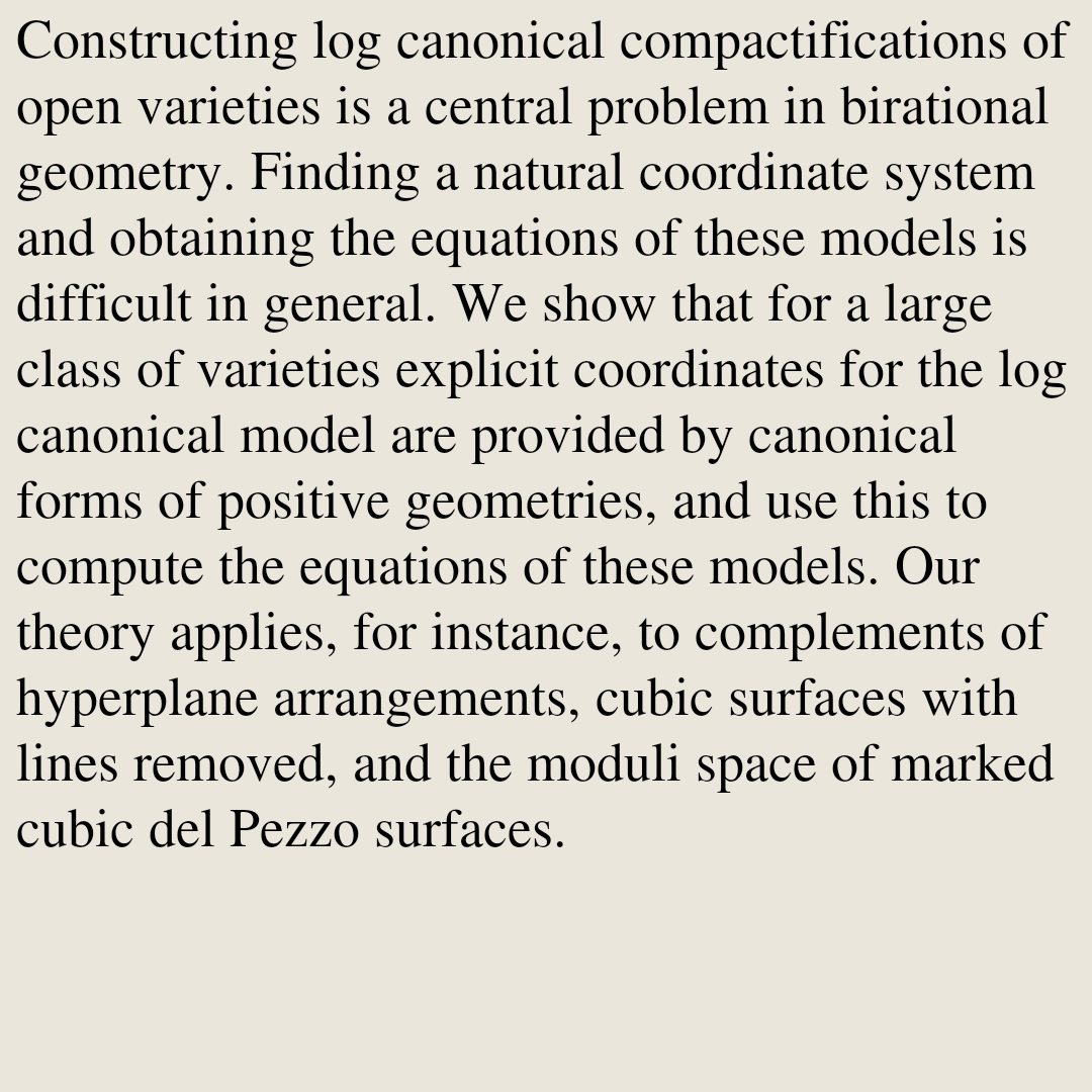 AlgebraicPapers's tweet photo. Log Canonical Models and Positive Geometries

Benjamin Hollering, Dmitrii Pavlov, Elizabeth Pratt
https://t.co/c12iUYg2Z4 [𝚖𝚊𝚝𝚑.𝙰𝙶 𝚖𝚊𝚝𝚑.𝙲𝙾] https://t.co/1Kq17Jwzhe
