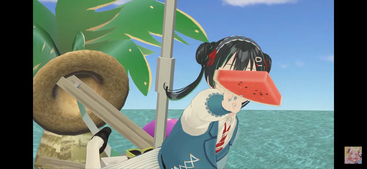 meluange's tweet photo. カナメさんの片脚立ちになりながら体重乗せたスイカ食べさせポーズ好き🍉

#みどりのたると https://t.co/sbPbyyl2dU