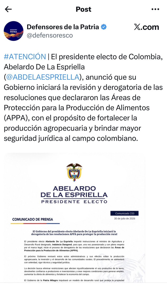 PizarroMariaJo's tweet photo. ¿En serio? ¿Van a eliminar las Áreas de Protección para la Producción de Alimentos para "fortalecer" el agro? Justo cuando más necesitamos producir y cuando el campo es motor de la economía. La gente necesita comida en su mesa, a buen precio y con calidad, no que se deprede el suelo para beneficiar a los amigos con poder. Creen a la gente pendeja