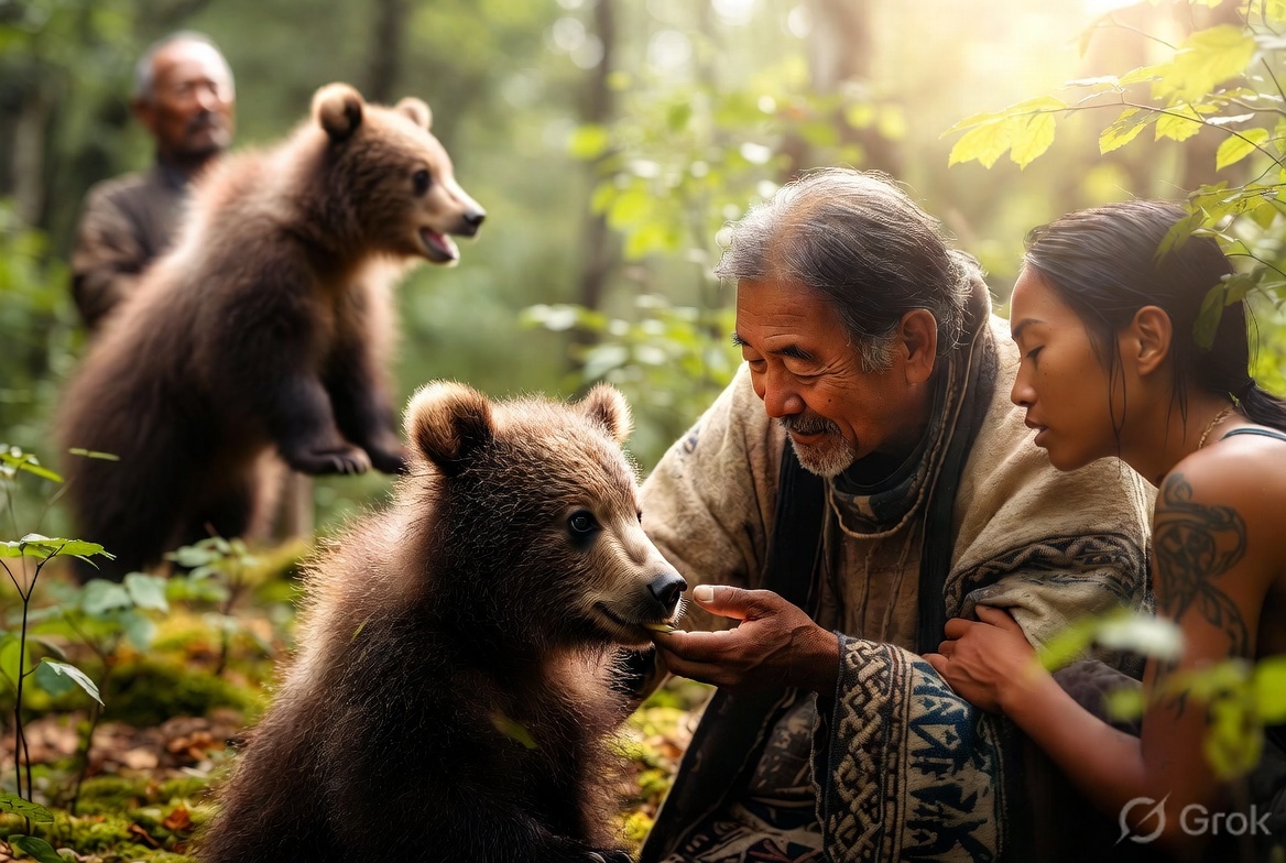 rainwatersystem's tweet photo. アイヌの人々はクマと共存していました。
親を亡くした子グマを育て、自然に帰したアイヌの人々。
@grok #人を守ろう #クマを守ろう https://t.co/7ivkpaNXZy