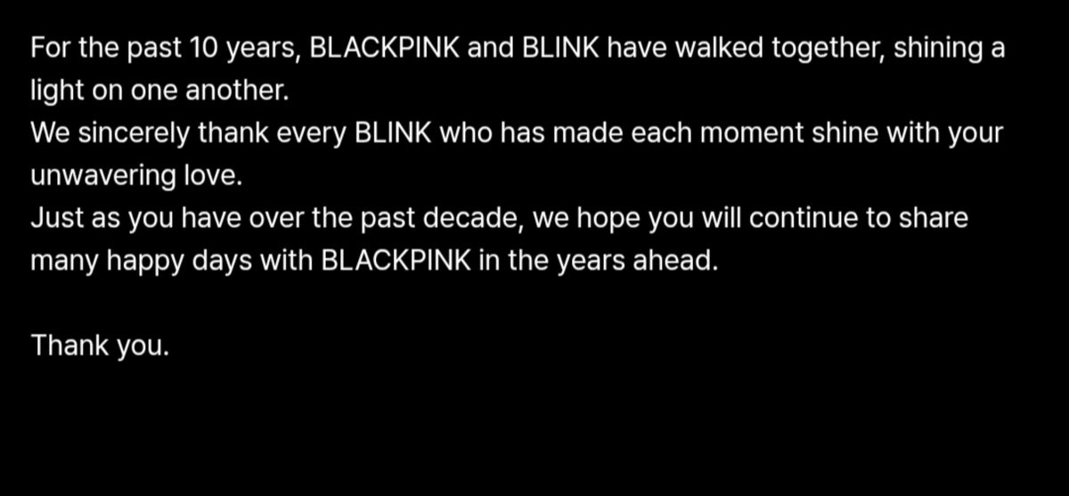 BP4ACES's tweet photo. “we hope you will continue to share many happy days with BLACKPINK in the years ahead.”

Oh they ain't disbanding.... https://t.co/26SPN26fP4