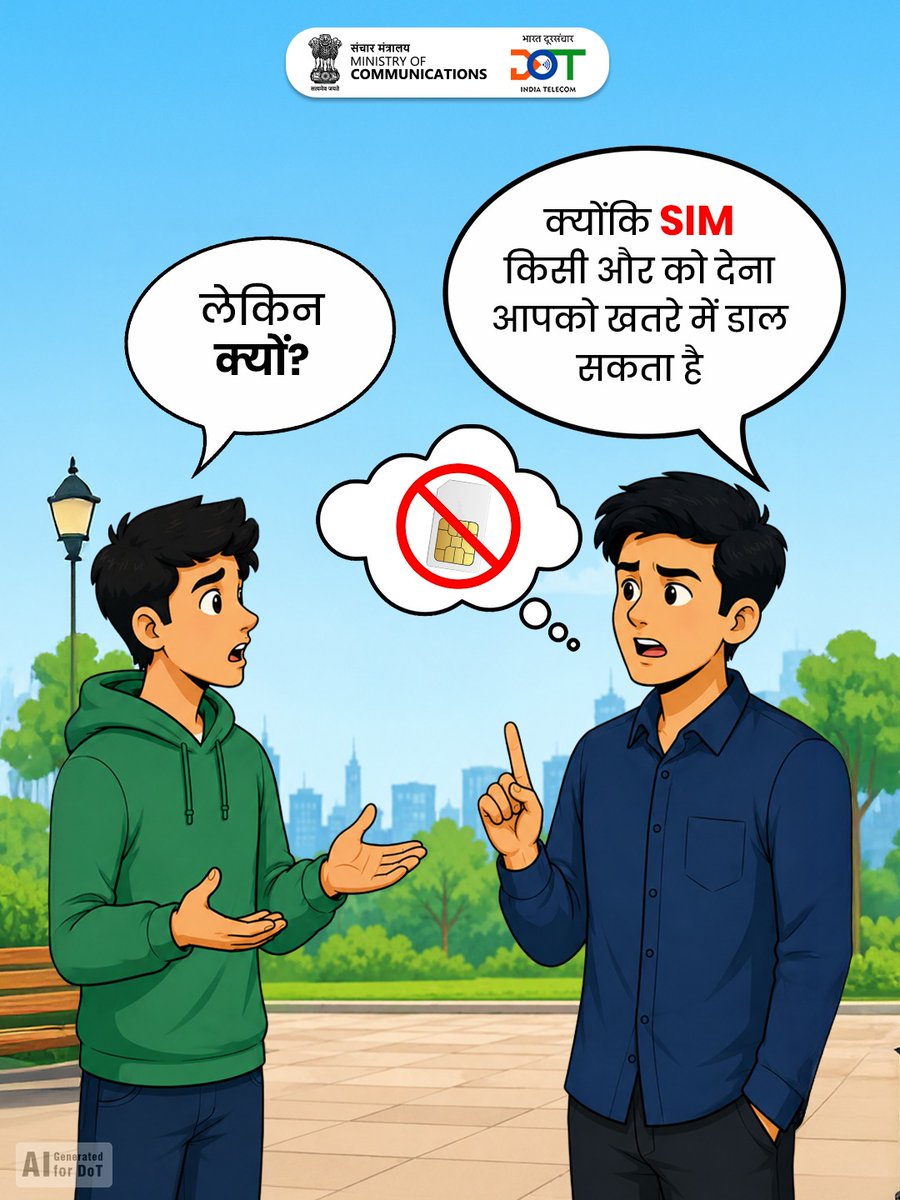 DoT_KolkataLsa's tweet photo. "बस कुछ दिनों के लिए..." यहीं से शुरू हो सकती है बड़ी परेशानी! अपनी ID से खरीदा गया SIM कभी किसी और को इस्तेमाल के लिए न दें।
#DoT #Telecom #SIM #Simloaning #Simmuling #FakeID https://t.co/bwMq9HDRae
