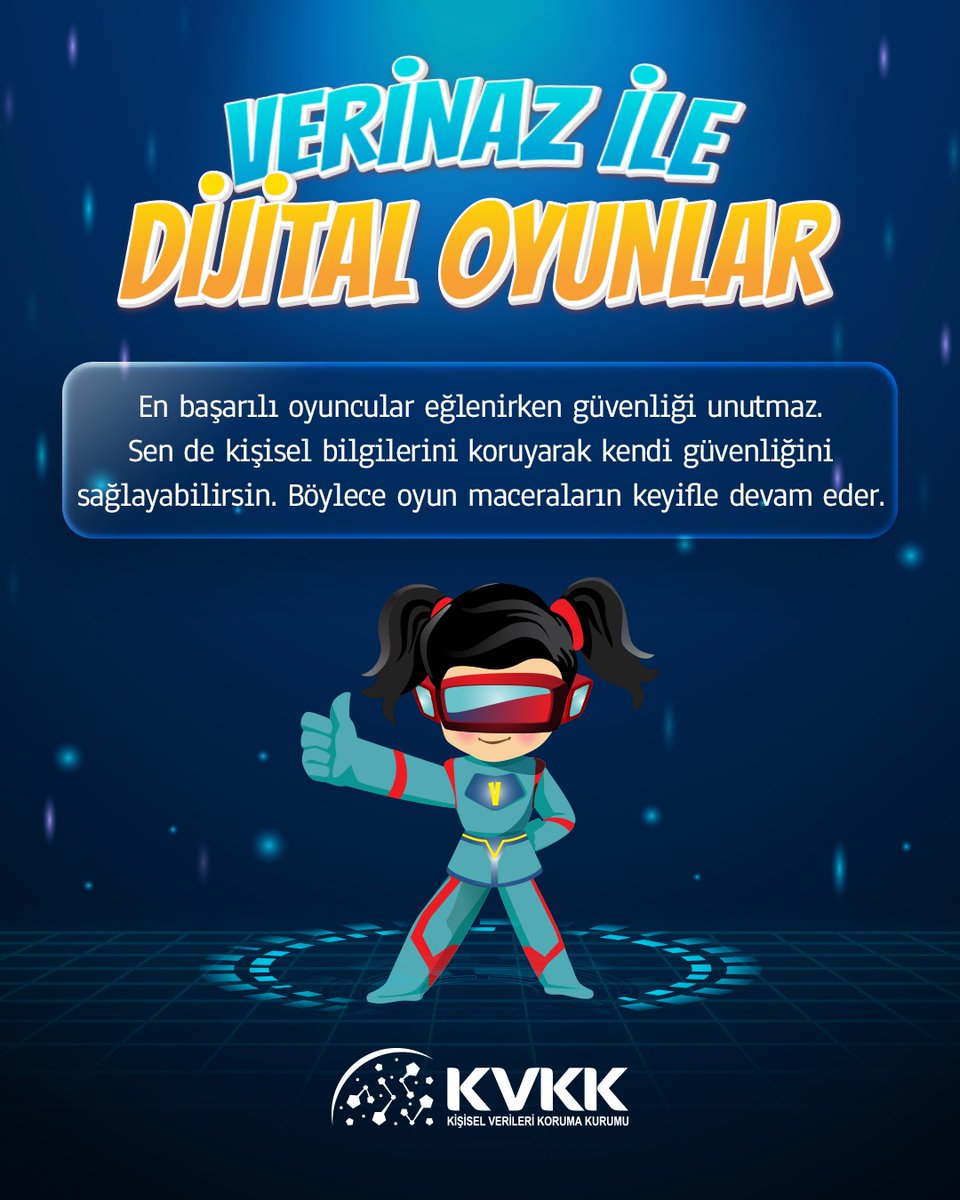 KVKKurumu's tweet photo. En başarılı oyuncular eğlenirken güvenliği unutmaz. ✅

Sen de kişisel bilgilerini koruyarak kendi güvenliğini sağlayabilirsin. Böylece oyun maceraların keyifle devam eder. 😊

#VerinazİleDijitalOyunlar https://t.co/YoNxFVNwEb
