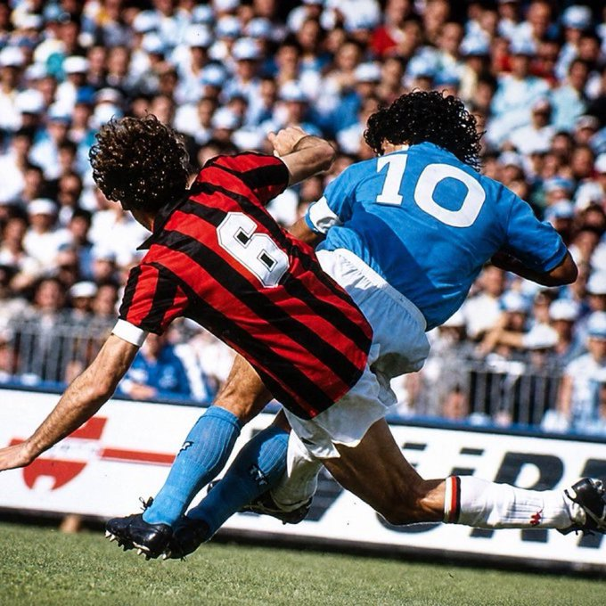 Tomas_M_C's tweet photo. Diego Armando #Maradona: “Pienso que Franco #Baresi es el mejor defensor, este es un recuerdo que guardaré para toda la vida”. https://t.co/PoYDs4g7e9
