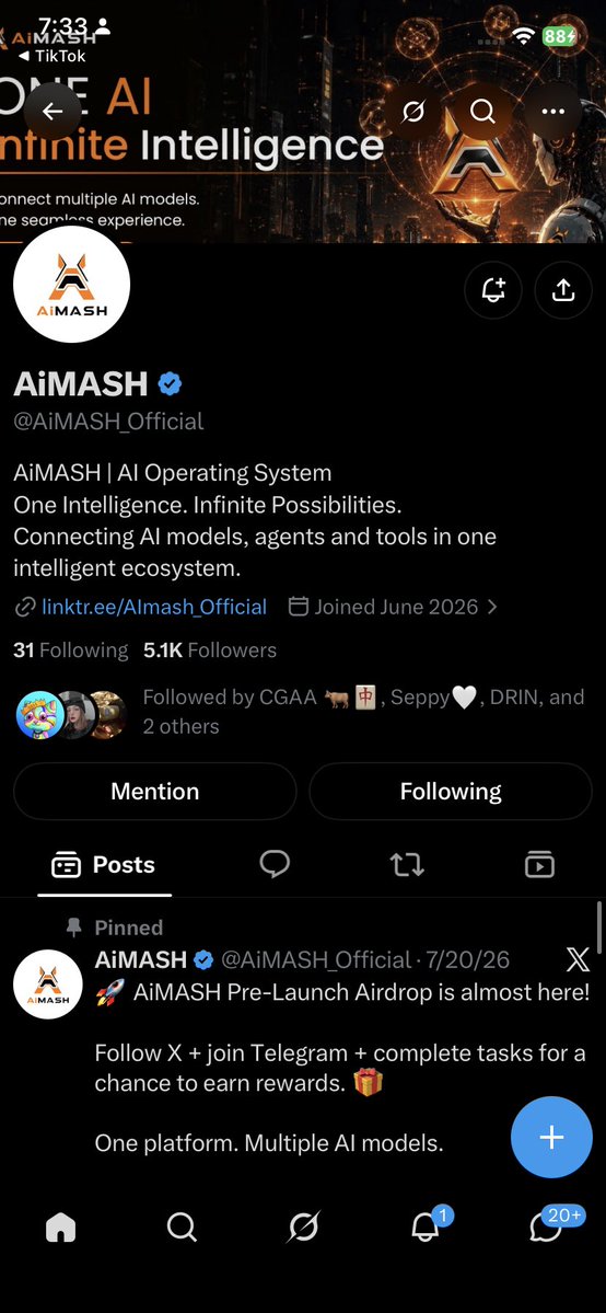 dinalennn's tweet photo. @CGAPromotes @AiMASH_Official Followed @AiMash_Official, reposted, and joined the Telegram channel! 🎯 Proof screenshot attached below 📸 Appreciate CGAA for hosting another top-tier 24-hour drop. Good luck everyone! 🚀⚡️ https://t.co/VQBI9NzxcI