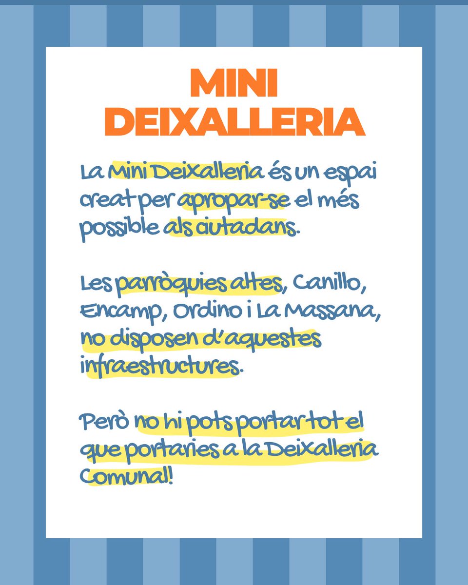 ReciclemBe's tweet photo. ♻️ Deixalleria, mini deixalleria, punt verd... també et fas un embolic? 😵‍💫

La mini deixalleria: un espai situat en punts cèntrics que facilita la separació dels residus i el reciclatge. 📍

📱 Descobreix-ne més a l’app ReciclemBé!

#reciclembe #andorra #deixalleries #sumapunts https://t.co/pjQRNPmonV