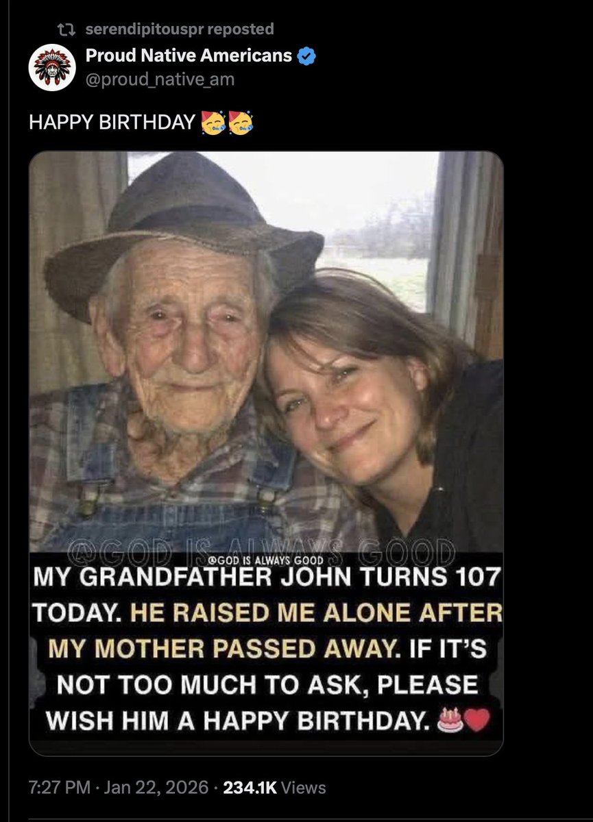 mistanikinnit's tweet photo. @proud_native_am No wonder he got to 107, he has about four birthdays a year 🙄 https://t.co/1jyBld6i9M