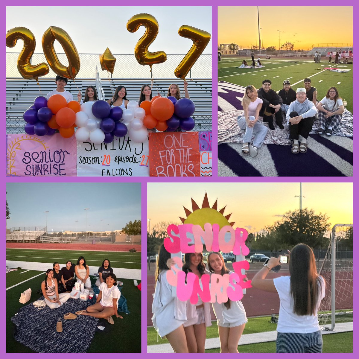 Eastlake_HS_'s tweet photo. Eastlake HS Class of 2027 gathered to celebrate senior sunrise & the start of their final year as Falcons! Let’s soar into an incredible year together! 💜🧡#FalconStrong @SocorroISD https://t.co/frlbotPAoj