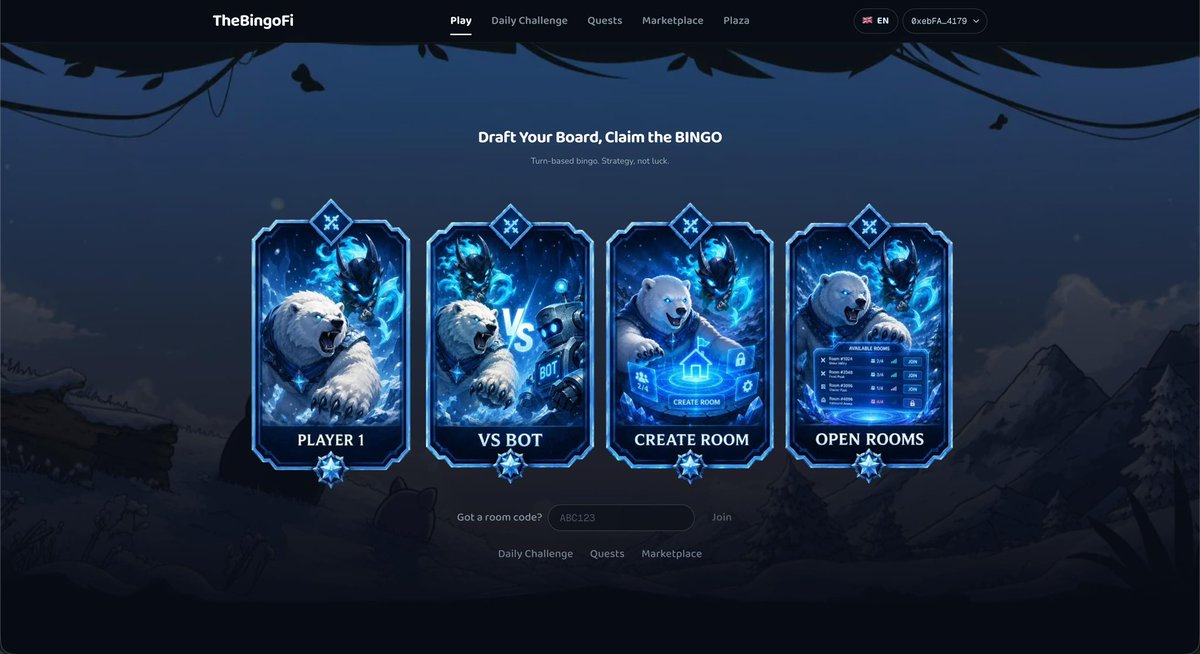 TheBingoFi's tweet photo. Most GameFi died because skill never mattered, only capital did

TheBingoFi flips it

You draft your board before the round starts
Turn based, every pick is a decision not a dice roll

Bingo with agency has never existed

Launching soon and nobody is watching https://t.co/NtVSi7Sh3D
