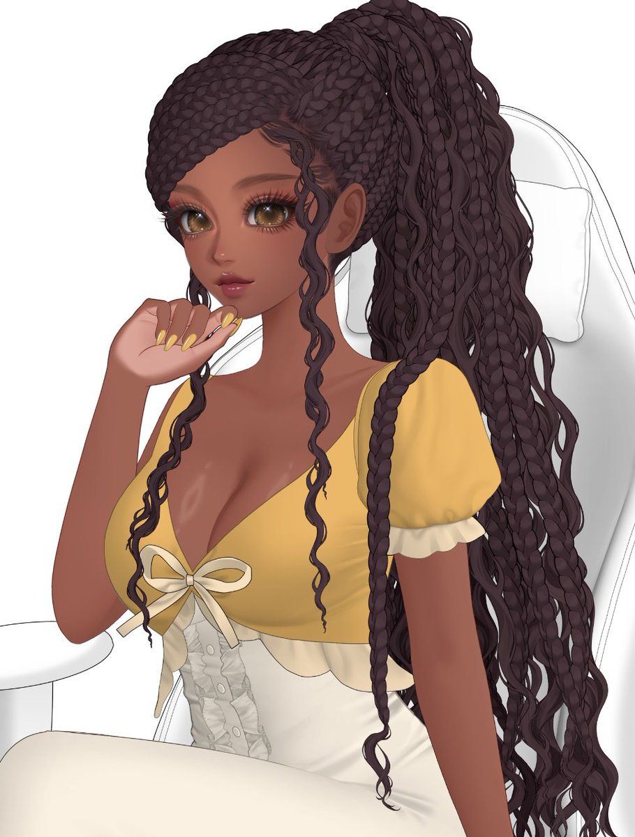 suiika___'s tweet photo. Im happy you liked the previous hairstyle! Ive also added a cute braid ponytail 💛

in the past I drew braids that ended up looking too bald, so I opted for a more stylized dense look to cover her skull more 🙏 https://t.co/5226Snxpv8