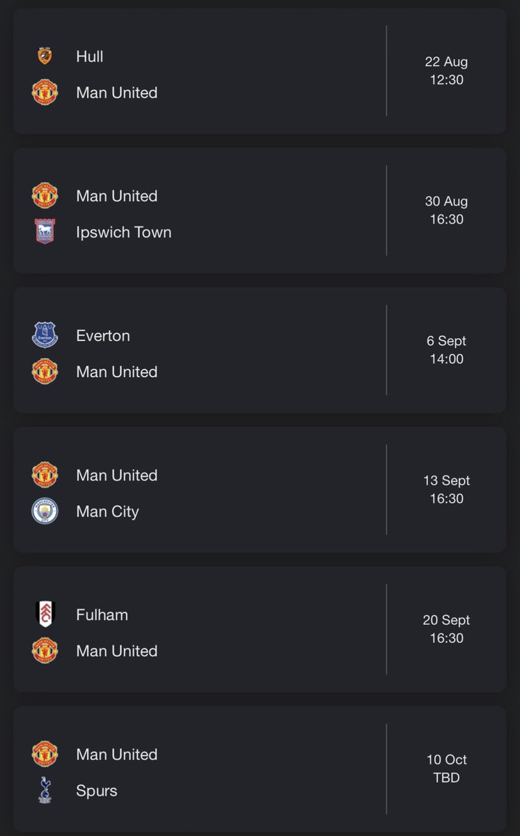 one_red_voice's tweet photo. First six fixtures in the premier league, vote below how many points we are getting! #mufc #manchesterunited #manutd #football #soccer #uefa #fifa #eafc #premierleague https://t.co/mD8jy4hf5r