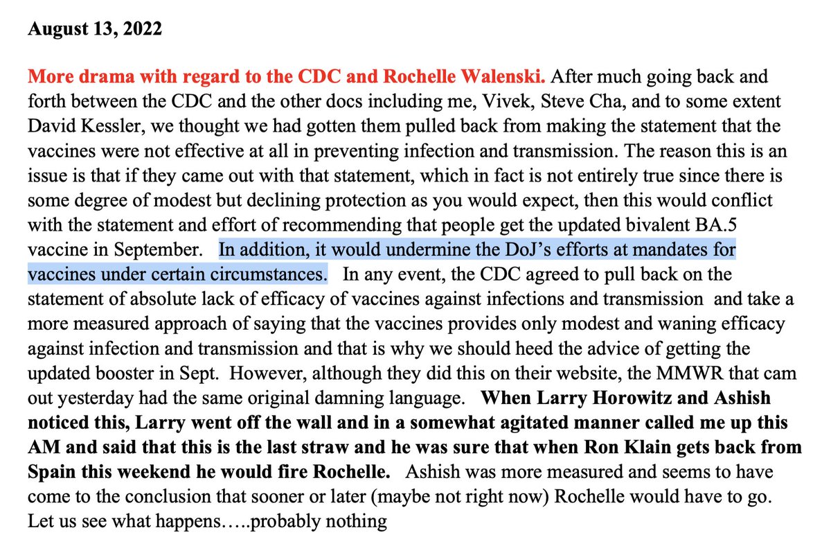 jeffreytucker's tweet photo. August 13, 2022: we cannot admit that the shots don't work because that would undermine our policy to force people to get them. https://t.co/9MrU7EKsWo