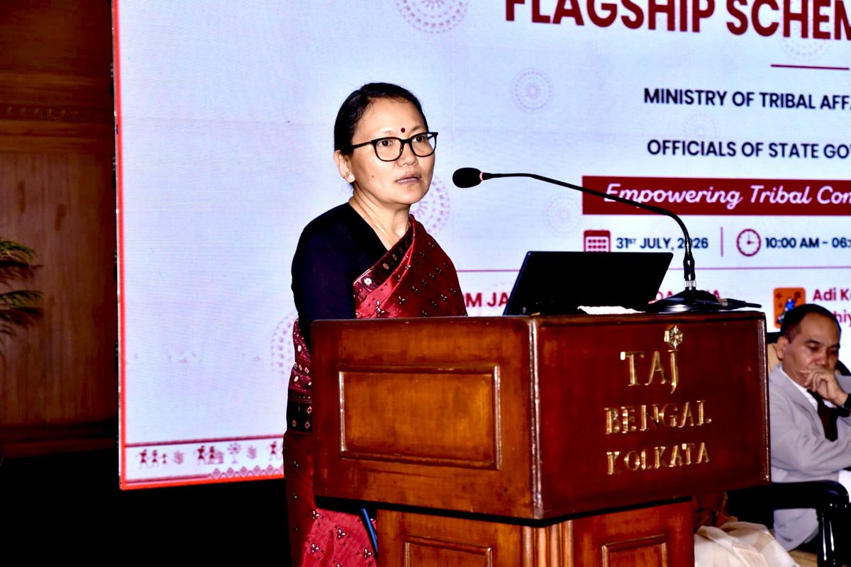 TribalAffairsIn's tweet photo. Strengthening implementation through collaboration and knowledge sharing.

The Ministry of Tribal Affairs is conducting an Orientation Programme on its flagship schemes and missions for officials of the Government of West Bengal in Kolkata. The programme is bringing together officials from the State Government, MoTA and partner organisations to deliberate on key initiatives including #PMJANMAN, Dharti Aaba Janjatiya Gram Utkarsh Abhiyan (DA-JGUA), #EMRS, Tribal Research Institutes, scholarship schemes, #TRIFED, #NSTFDC, Forest Rights Act implementation, and livelihood interventions. (1/2)

#DAJGUA #TribalDevelopment 
@narendramodi @PMOIndia @rashtrapatibhvn @jualoram @Dduikey