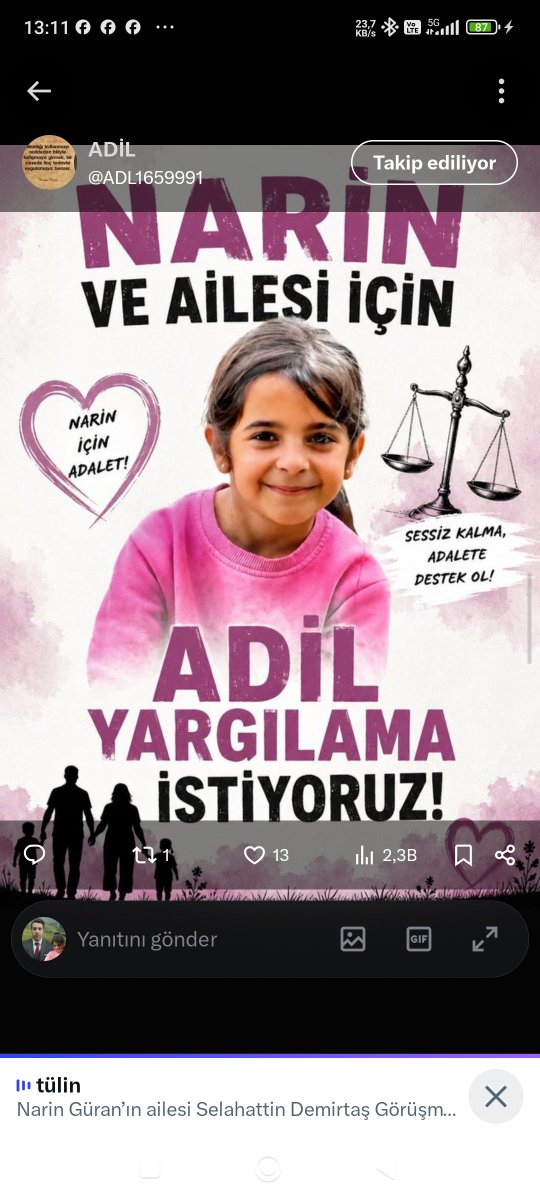 CigerhunM's tweet photo. @tulinckk Sayın Cumhurbaşkanım
@Cumhurbaskani_
Sayın bakanım 
@abakingurlek 
Psa istismar delilidir.
Narinin hakkı ailesinin adaleti yüce yargımızın boynundadır.
Sadece ve sadece adalet istiyoruz.
#narinveailesiiçinadalet
@AYMBASKANLIGI 
@ADLITIPKURUMU 
@adalet_bakanlik 
@barolar
@diyanet https://t.co/d3Tp0mVz9Q
